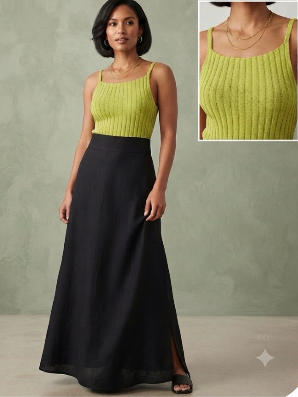 Zara Lime Green Ribbed Knit Tank Top